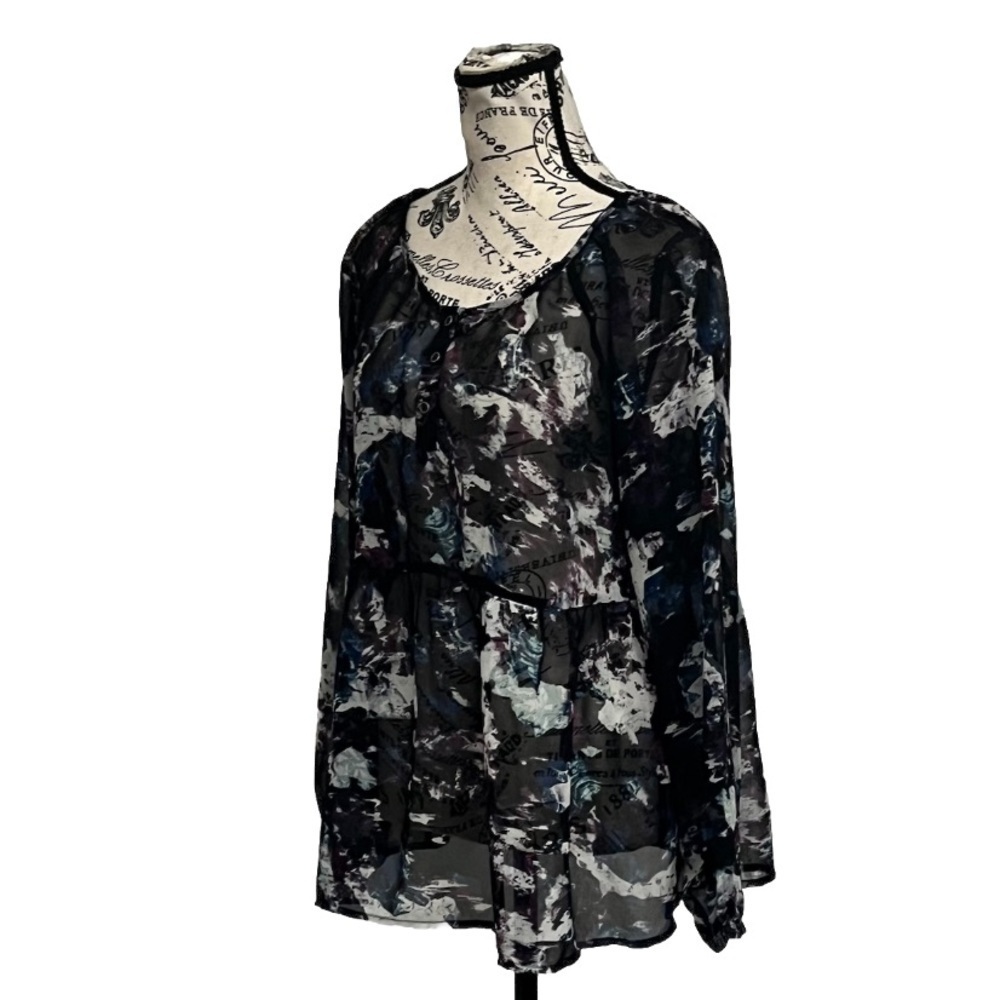 Nine West Vintage America Sheer Babydoll Blouse Women’s Medium Long Sleeve - Picture 3 of 11